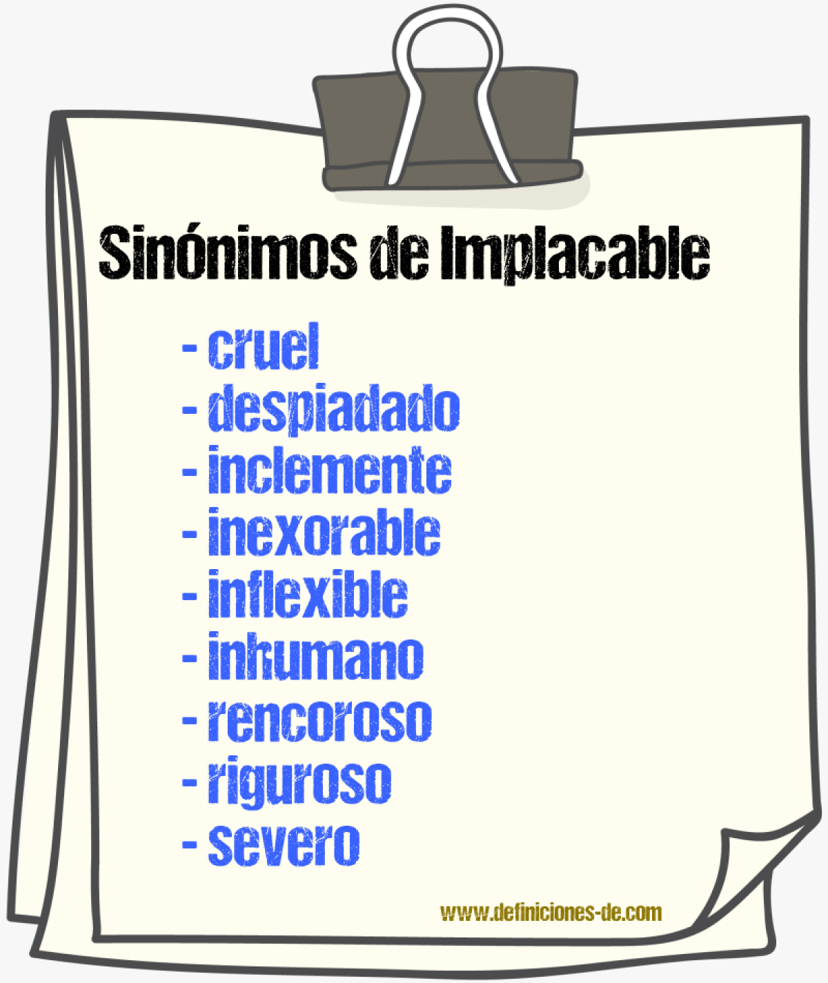 Sinnimos de implacable