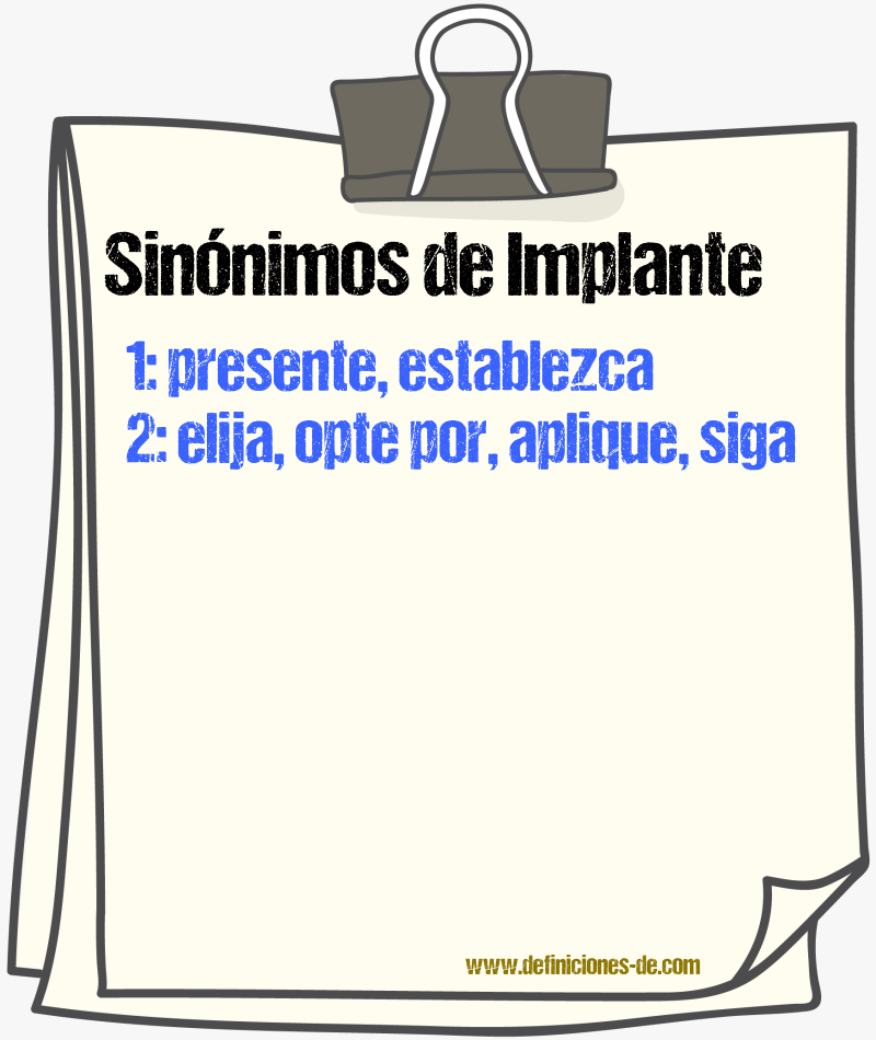 Sinónimos de implante