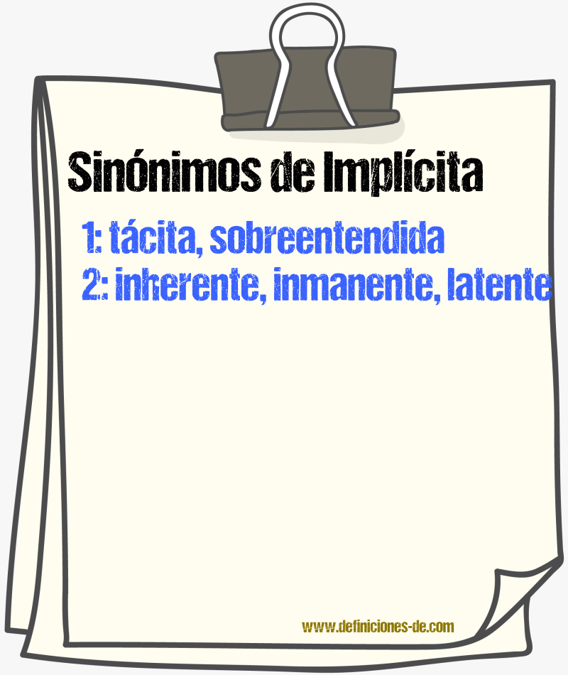 Sinónimos de implícita
