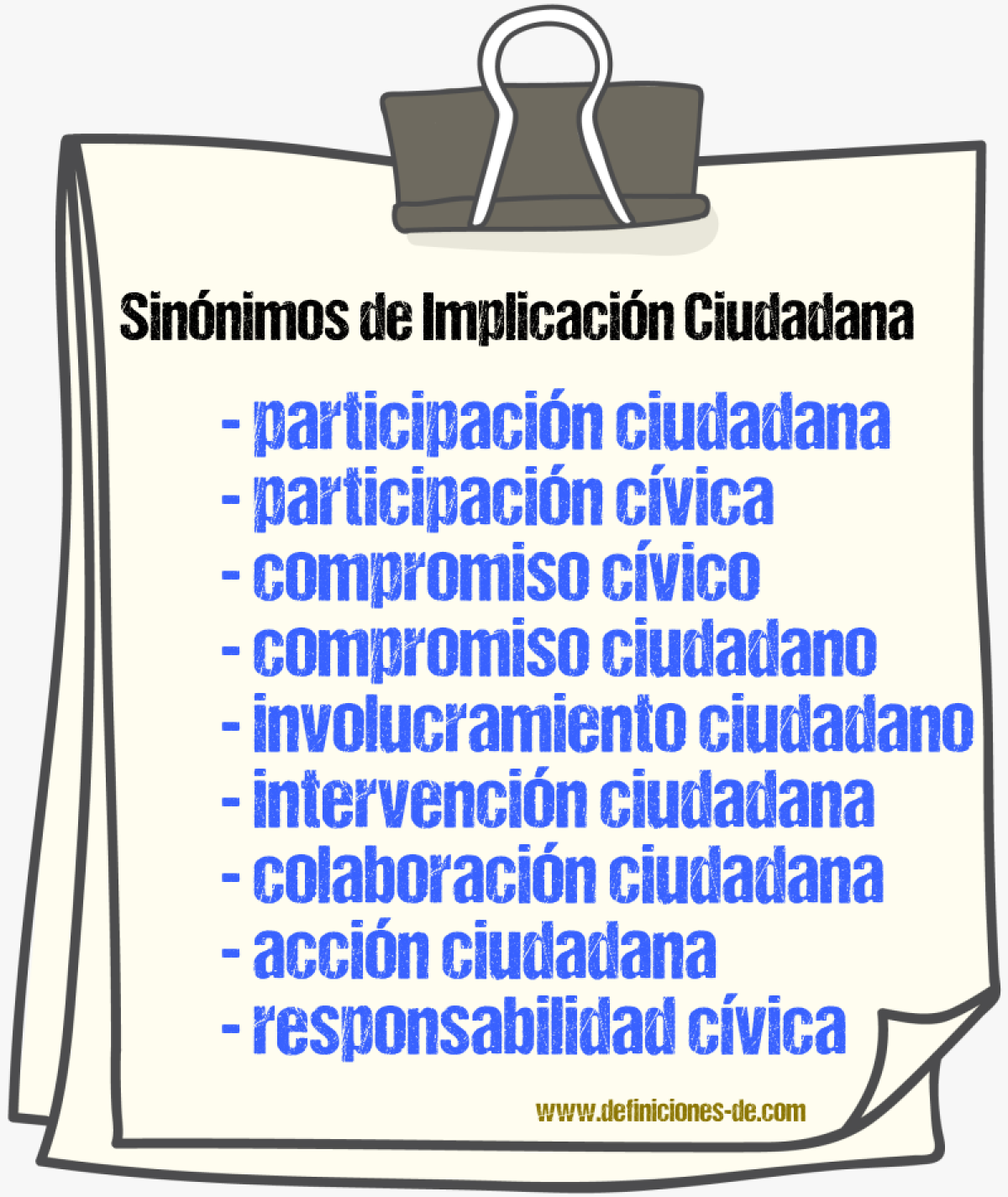 Sinónimos de implicación ciudadana