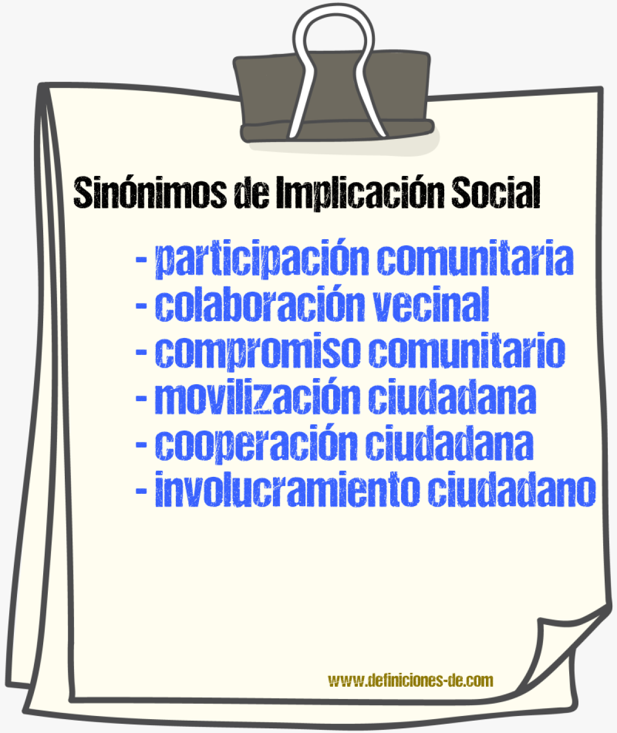 Sinónimos de implicación social