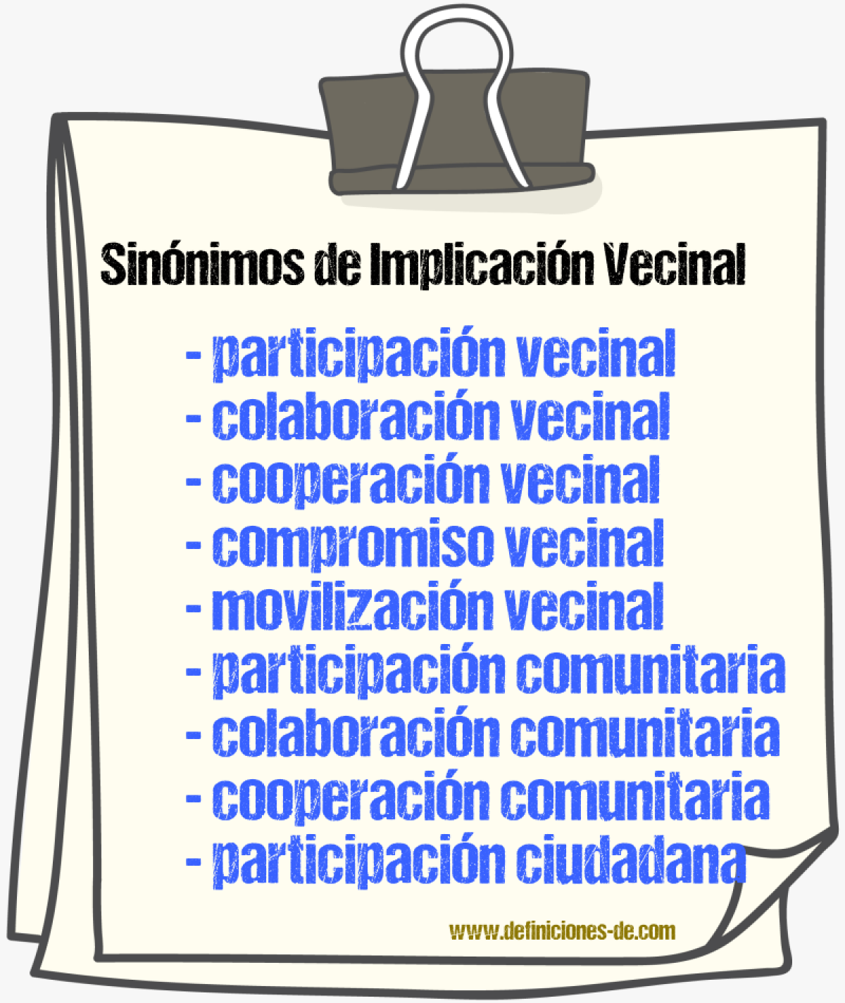Sinónimos de implicación vecinal