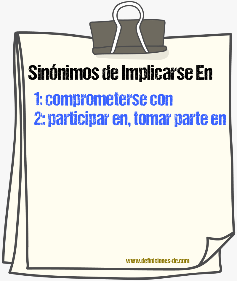 Sinónimos de implicarse en