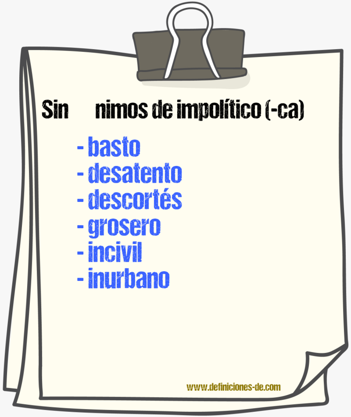 Sinnimos de impoltico