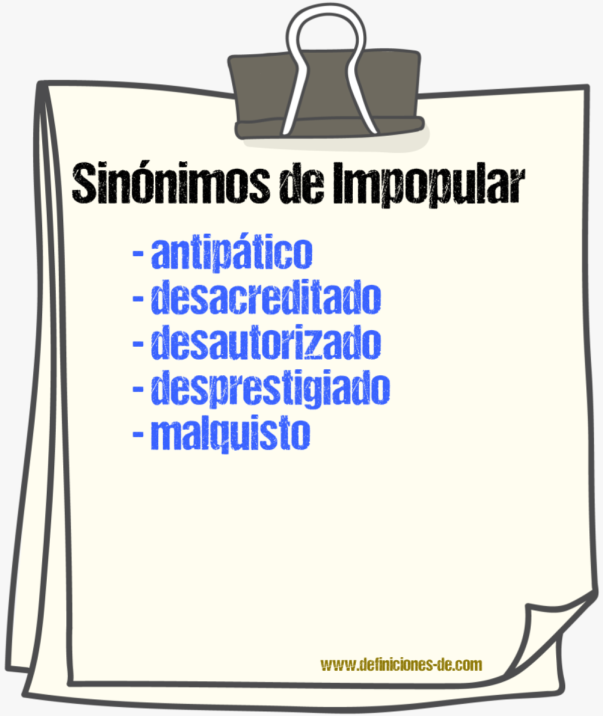Sinónimos de impopular
