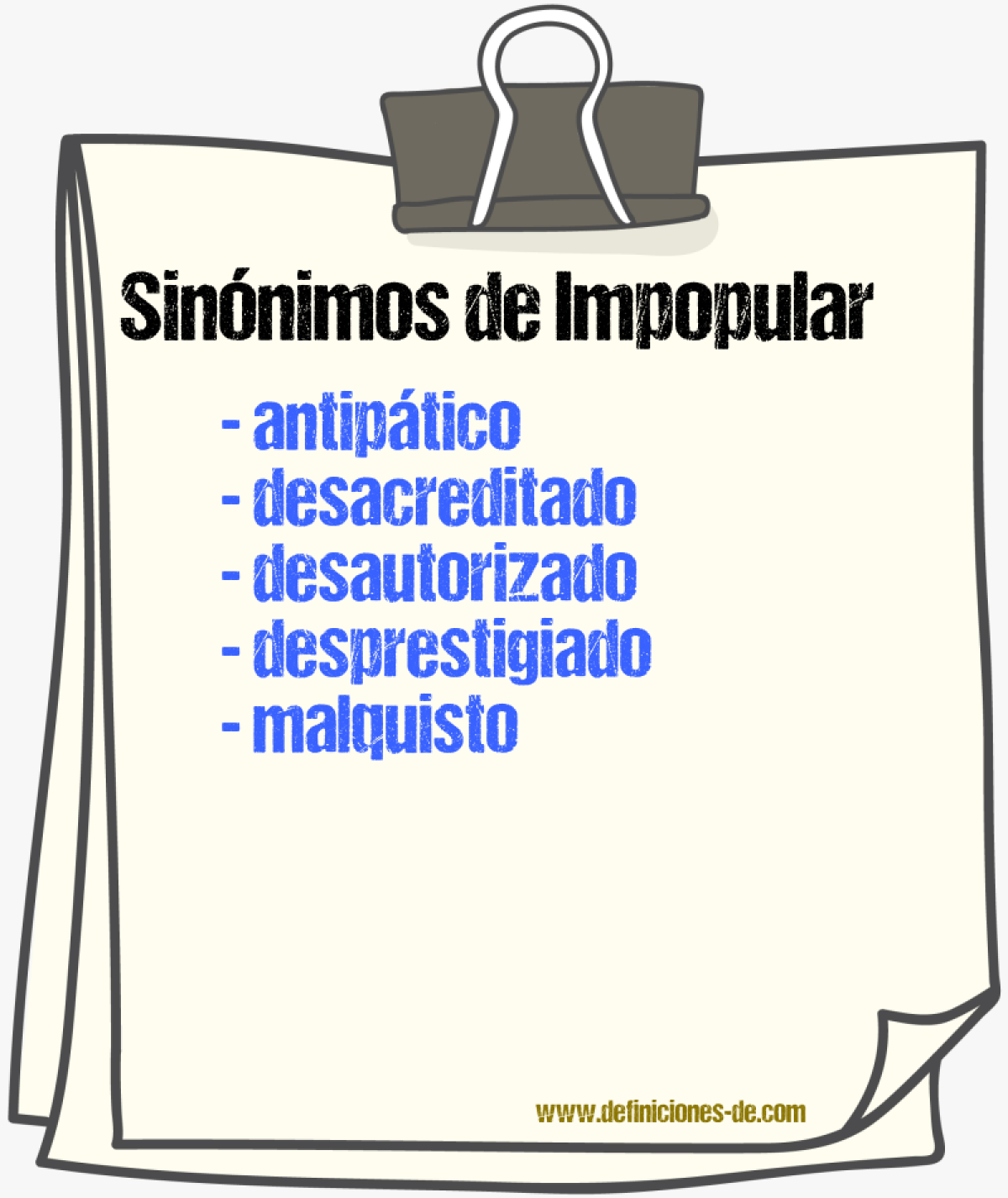 Sinnimos de impopular