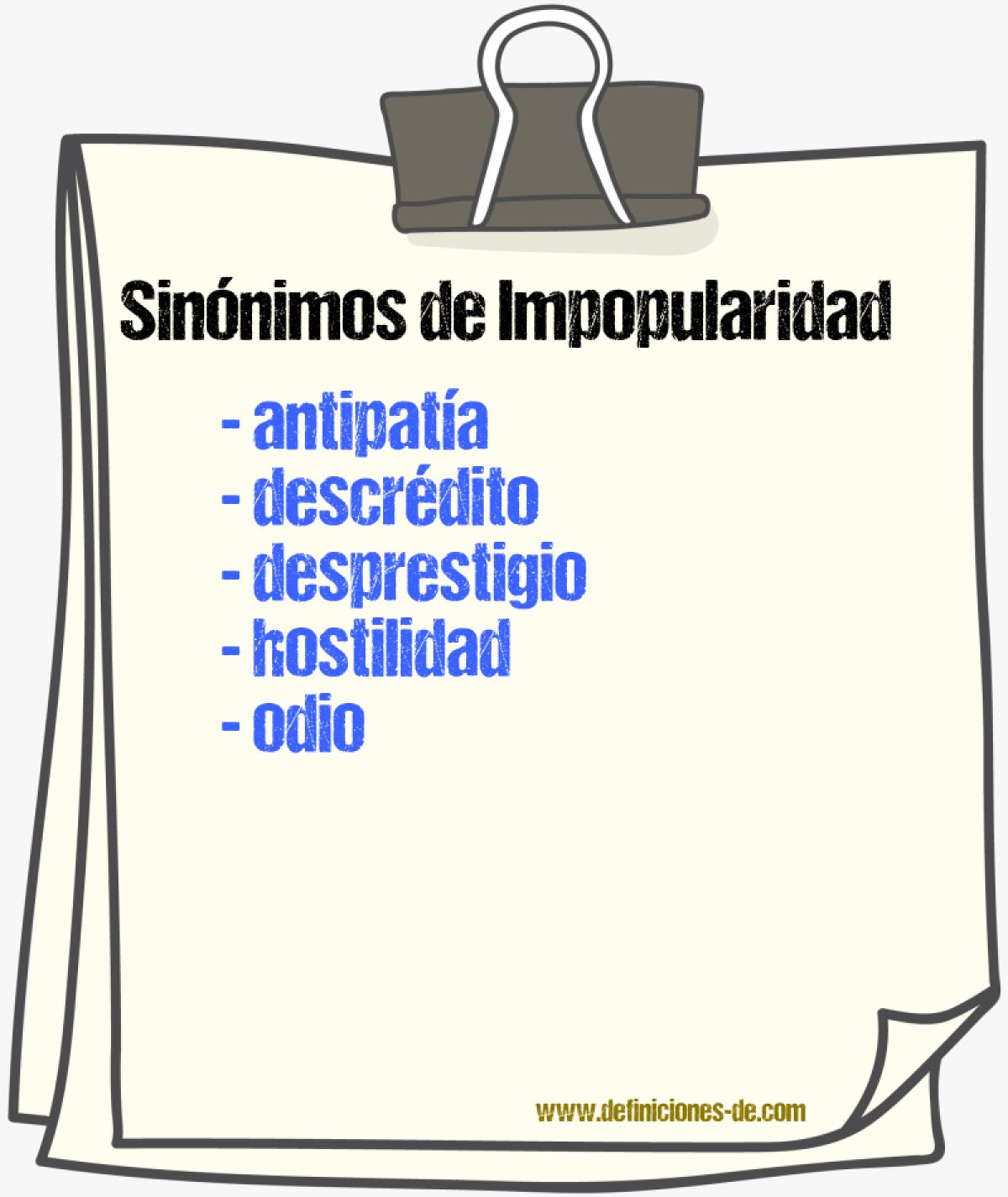 Sinnimos de impopularidad