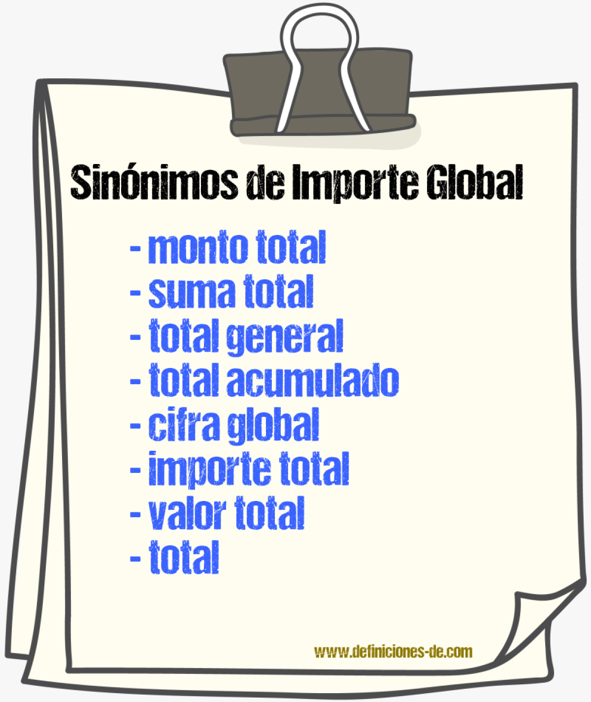 Sinónimos de importe global