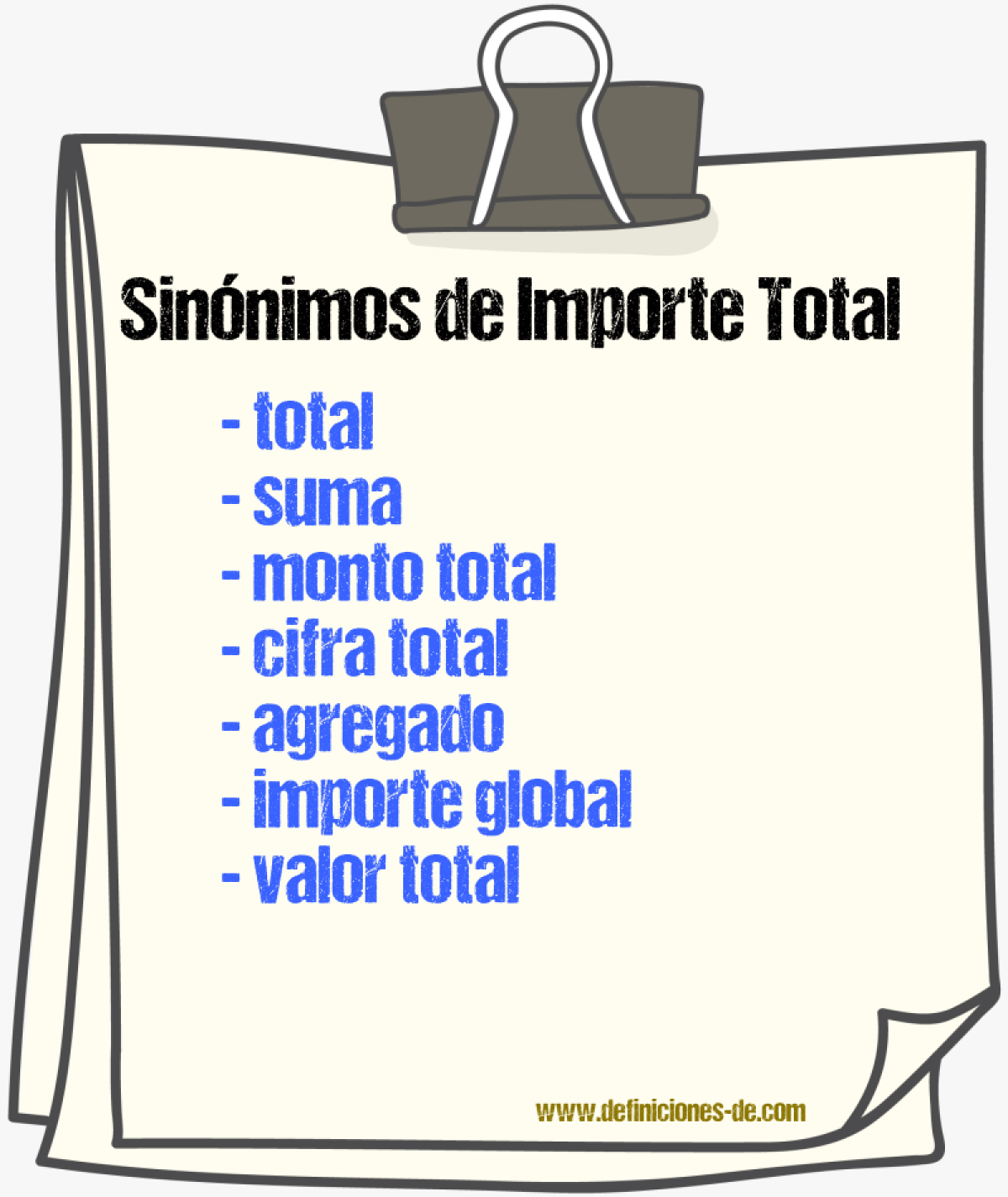 Sinónimos de importe total