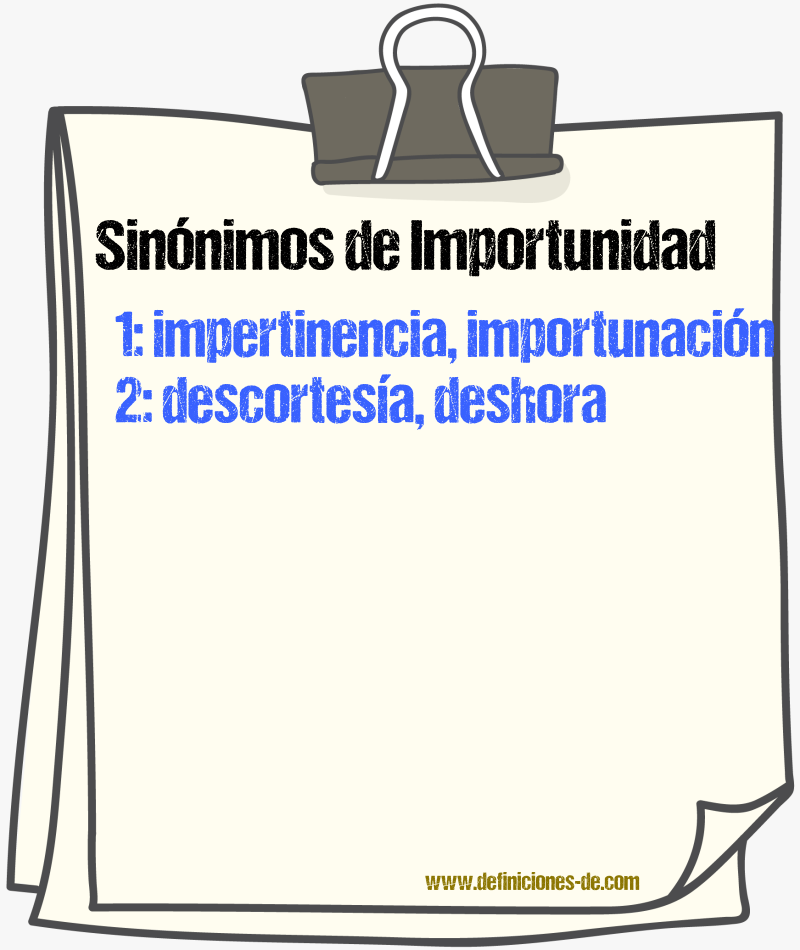 Sinnimos de importunidad