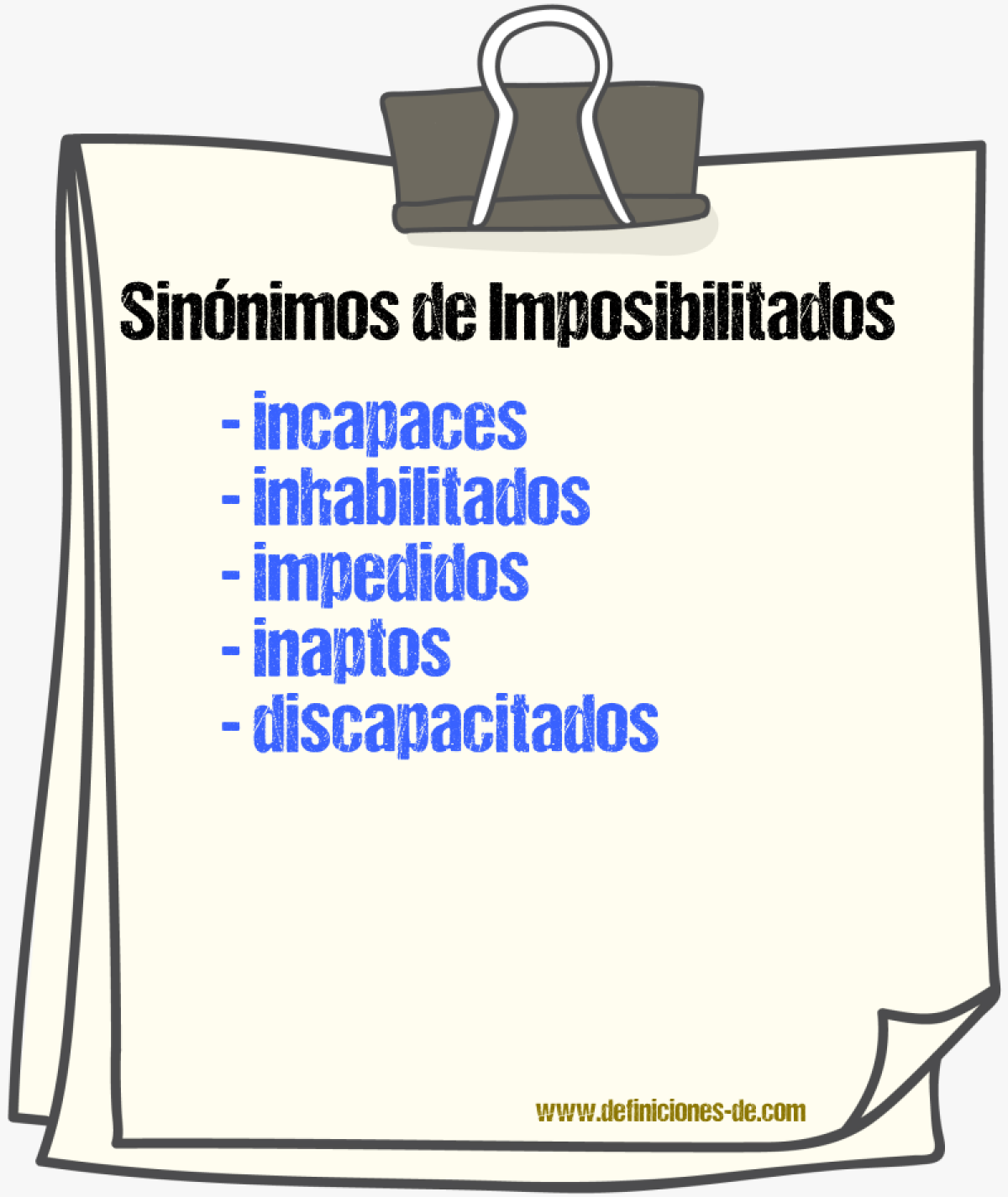 Sinónimos de imposibilitados