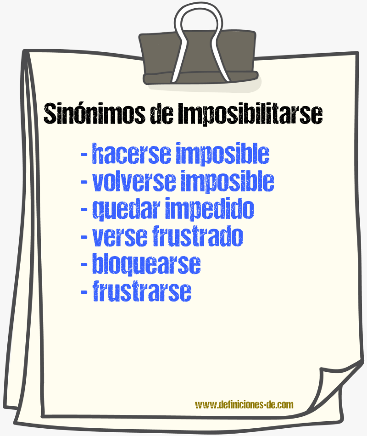 Sinónimos de imposibilitarse