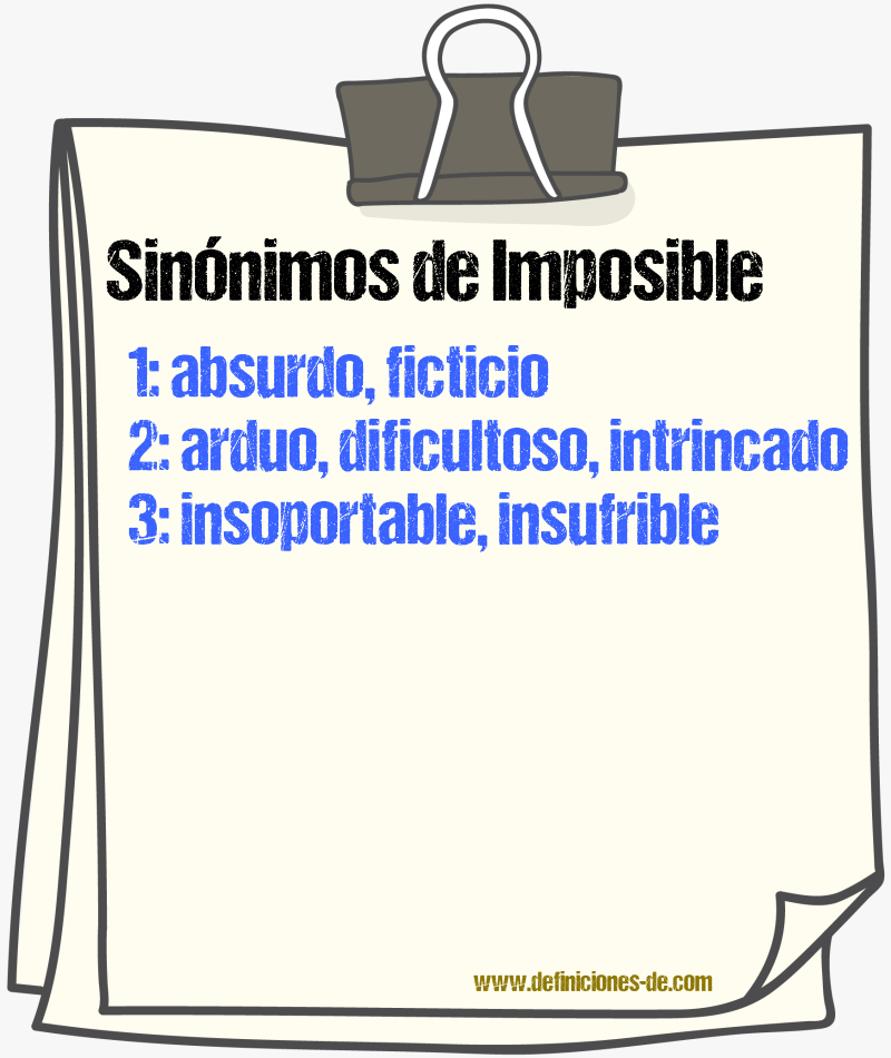 Sinónimos de imposible