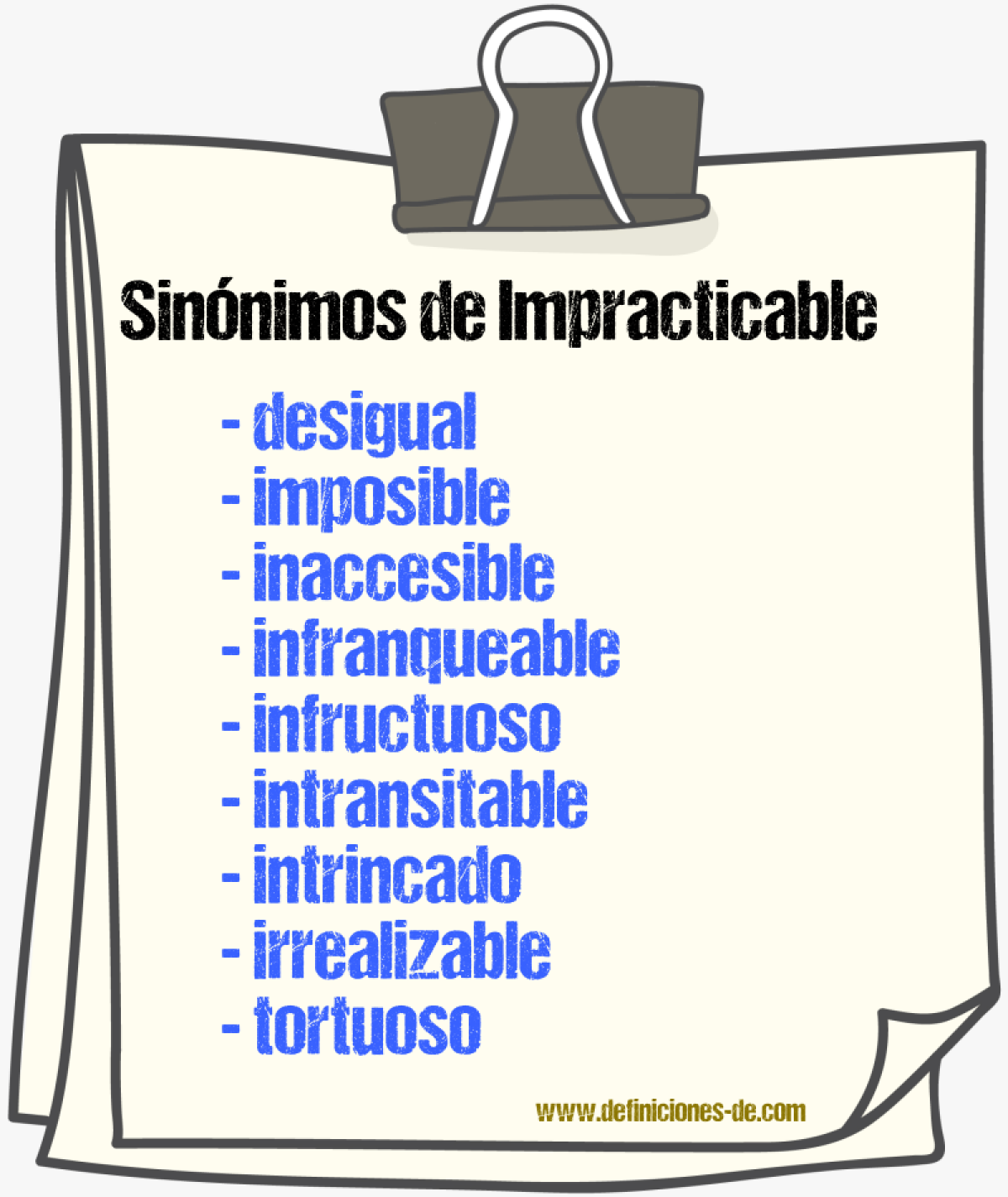 Sinnimos de impracticable