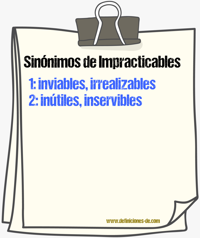 Sinónimos de impracticables