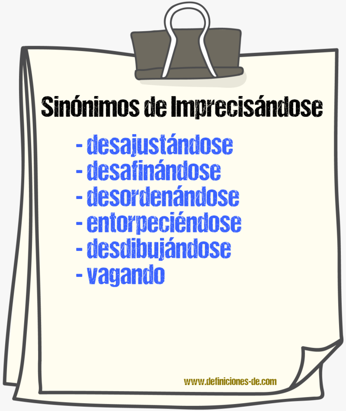 Sinónimos de imprecisándose