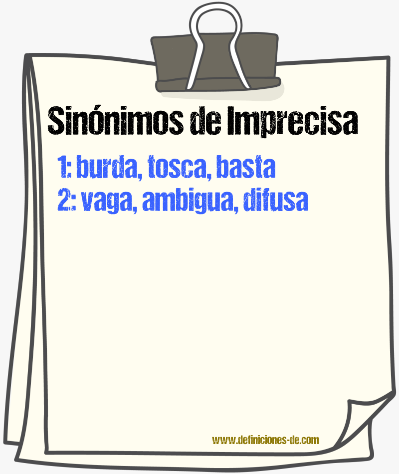 Sinónimos de imprecisa