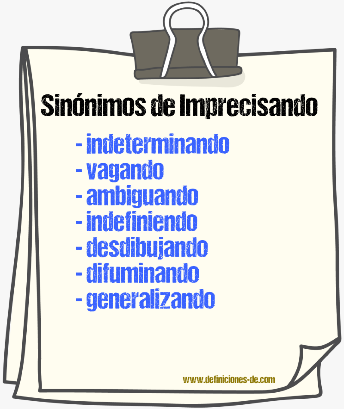 Sinónimos de imprecisando