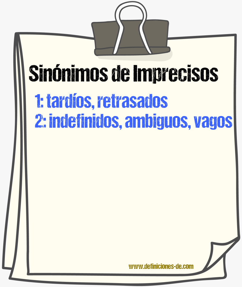 Sinónimos de imprecisos