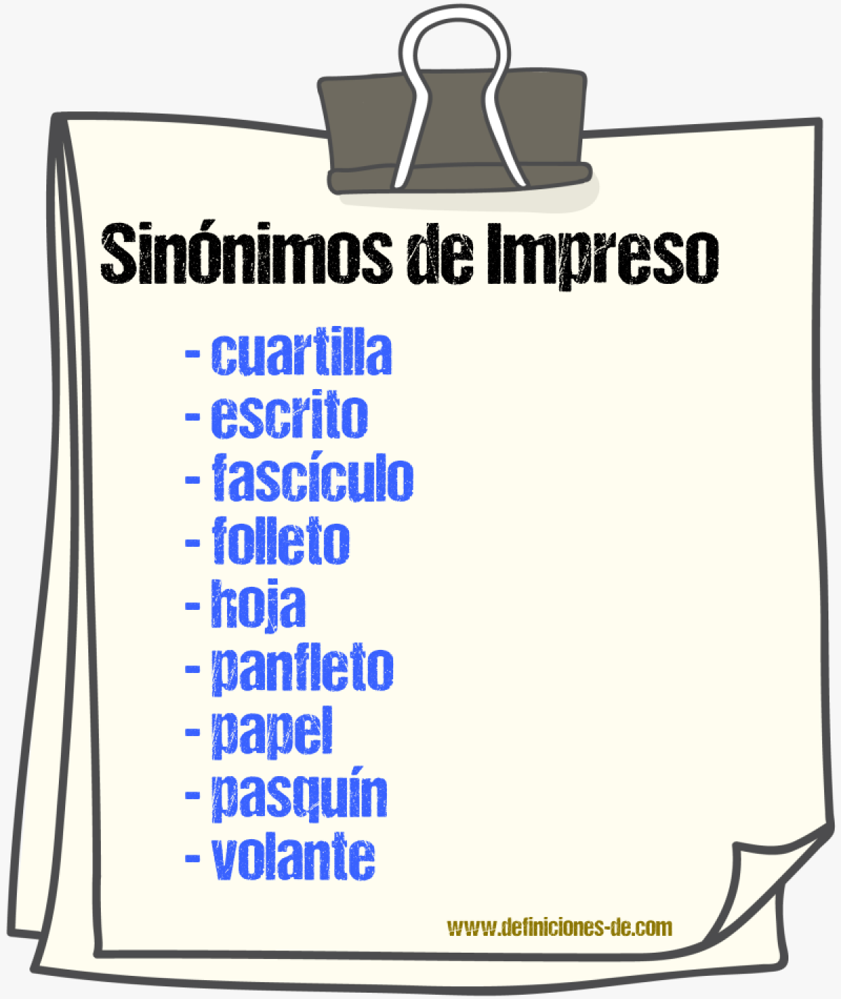 Sinnimos de impreso