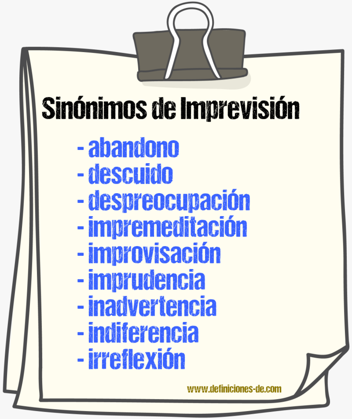 Sinnimos de imprevisin