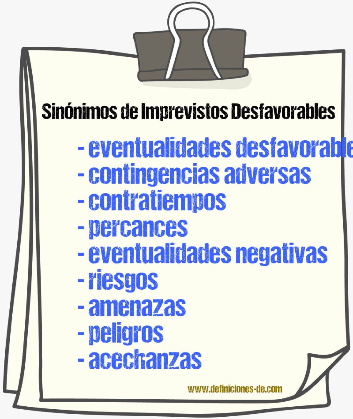 Sinónimos de imprevistos desfavorables