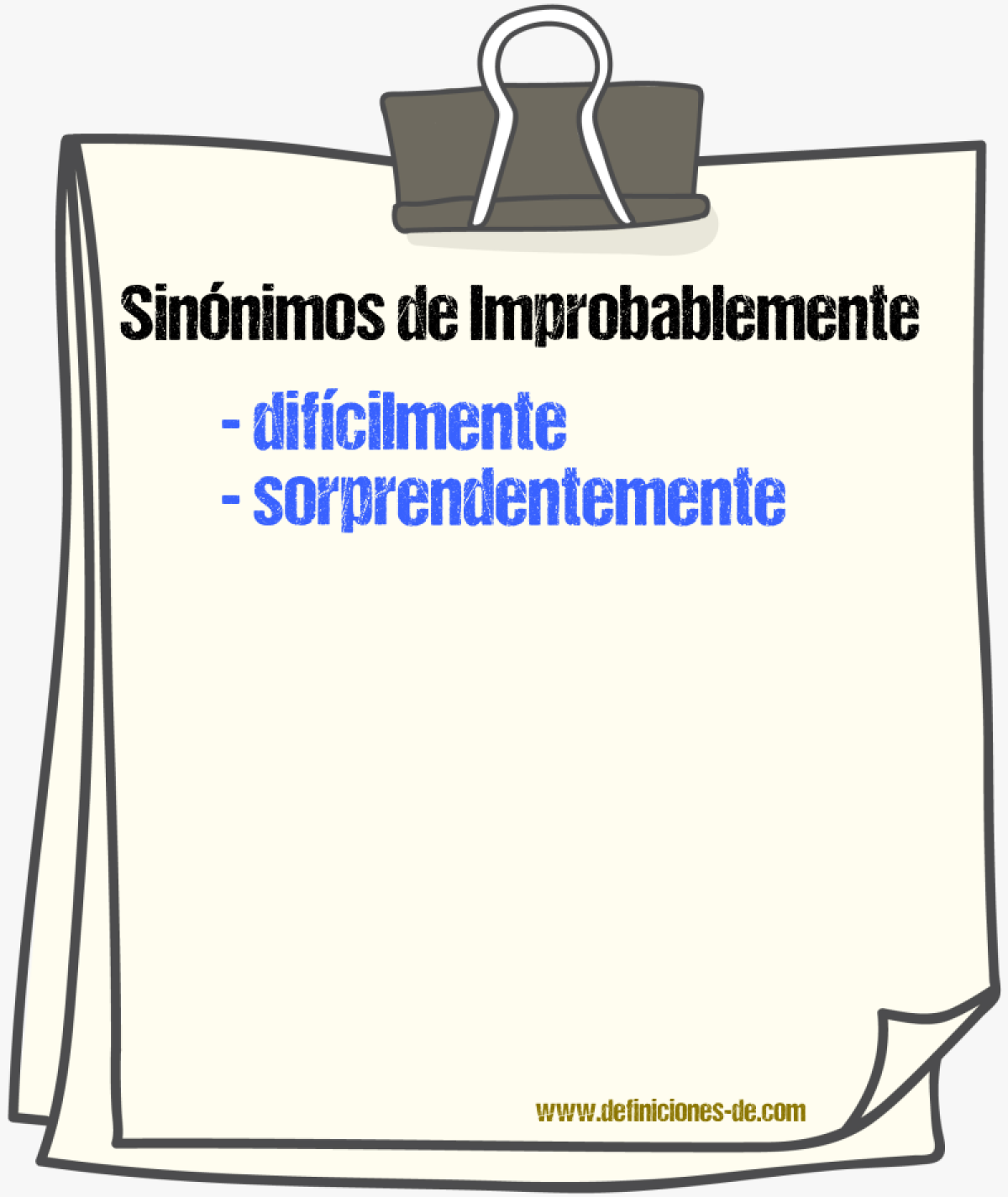 Sinnimos de improbablemente