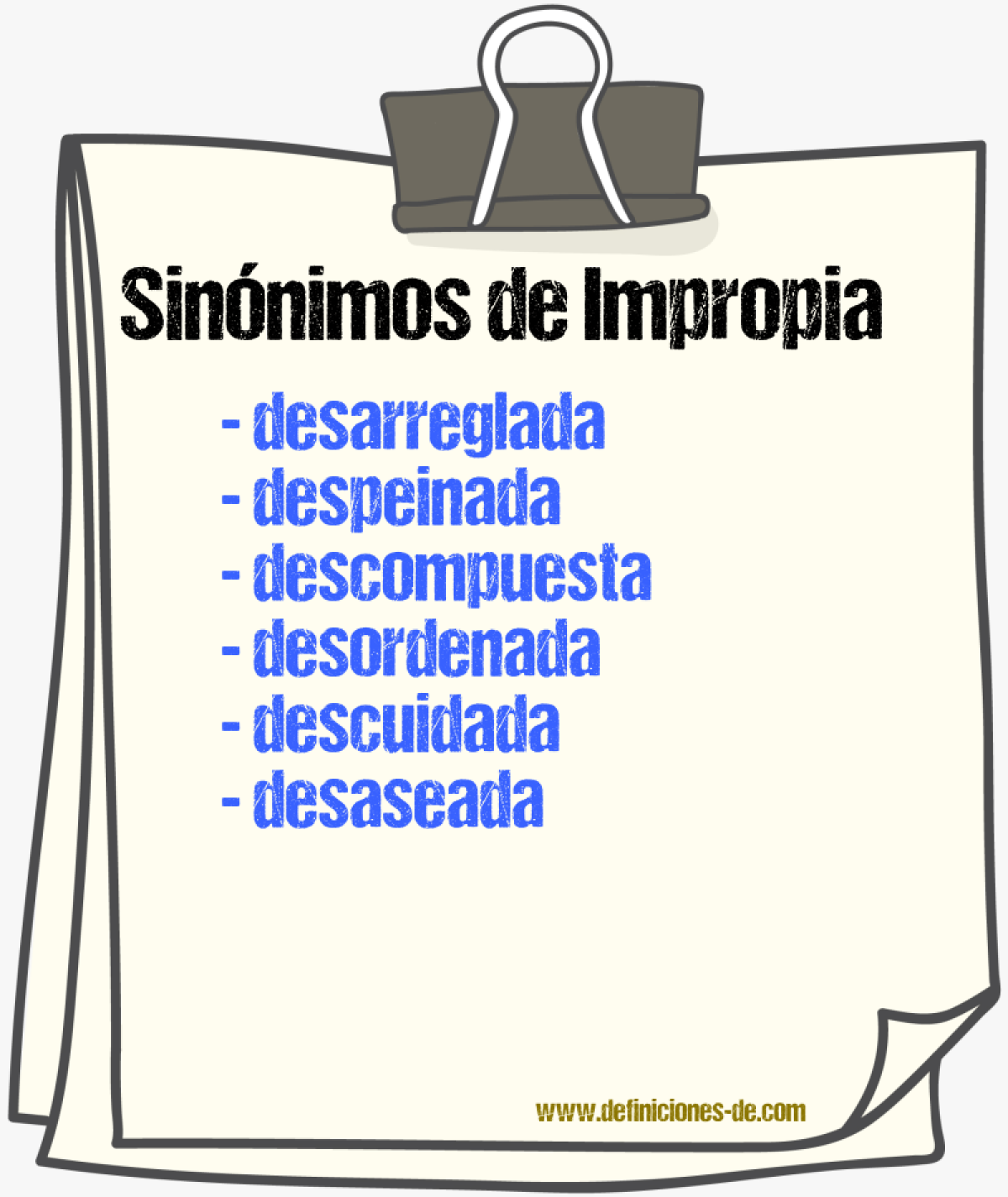 Sinónimos de impropia