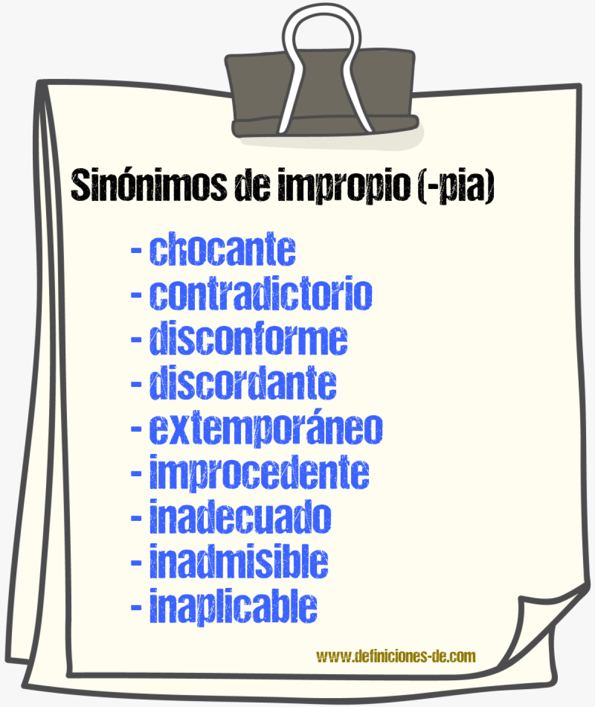 Sinnimos de impropio