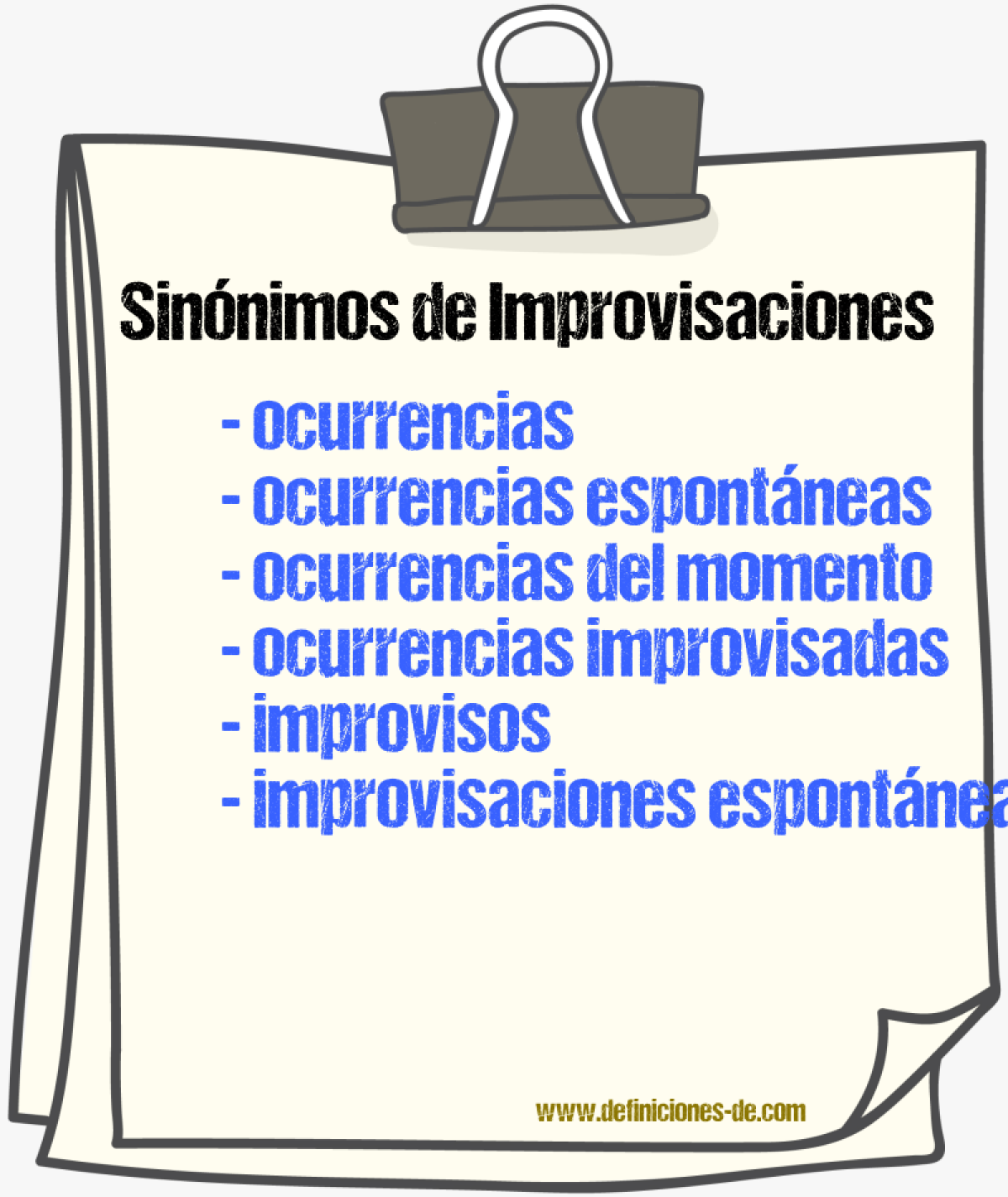 Sinónimos de improvisaciones