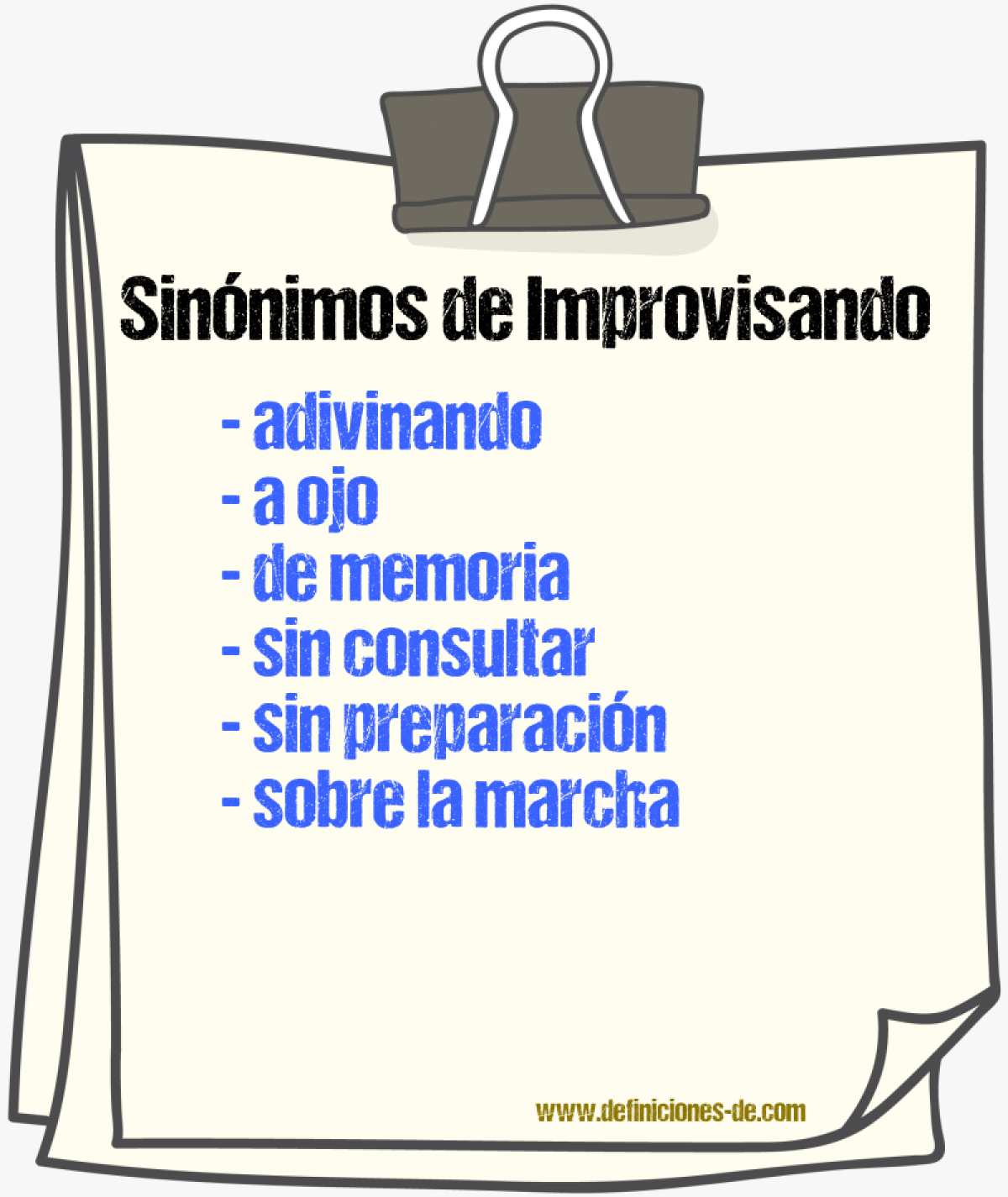 Sinónimos de improvisando