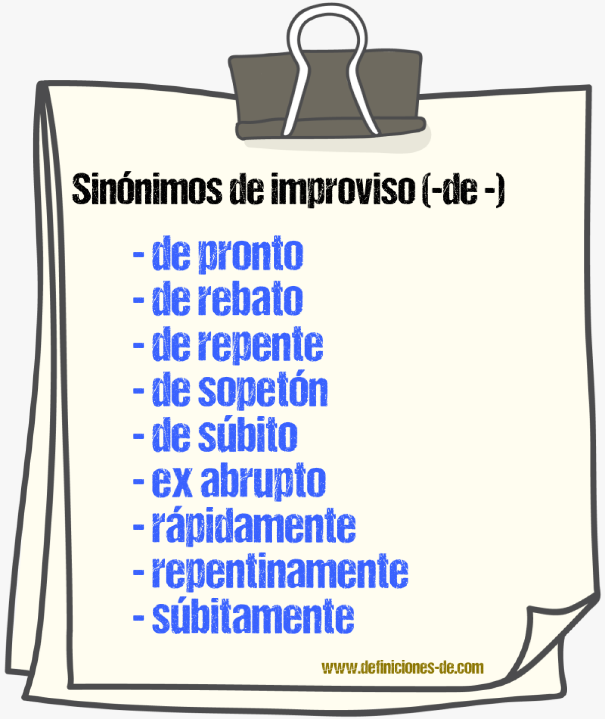 Sinnimos de improviso