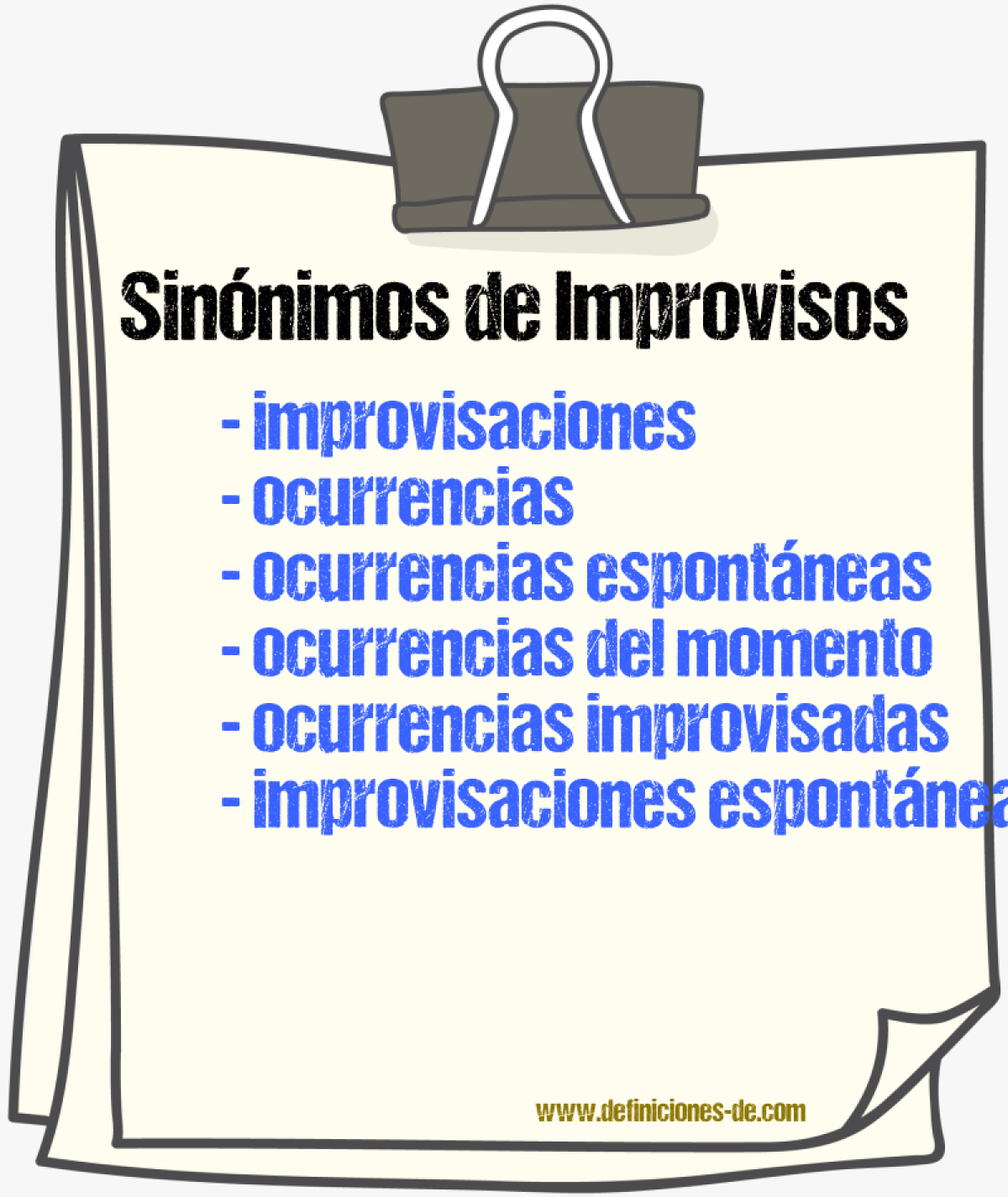 Sinónimos de improvisos