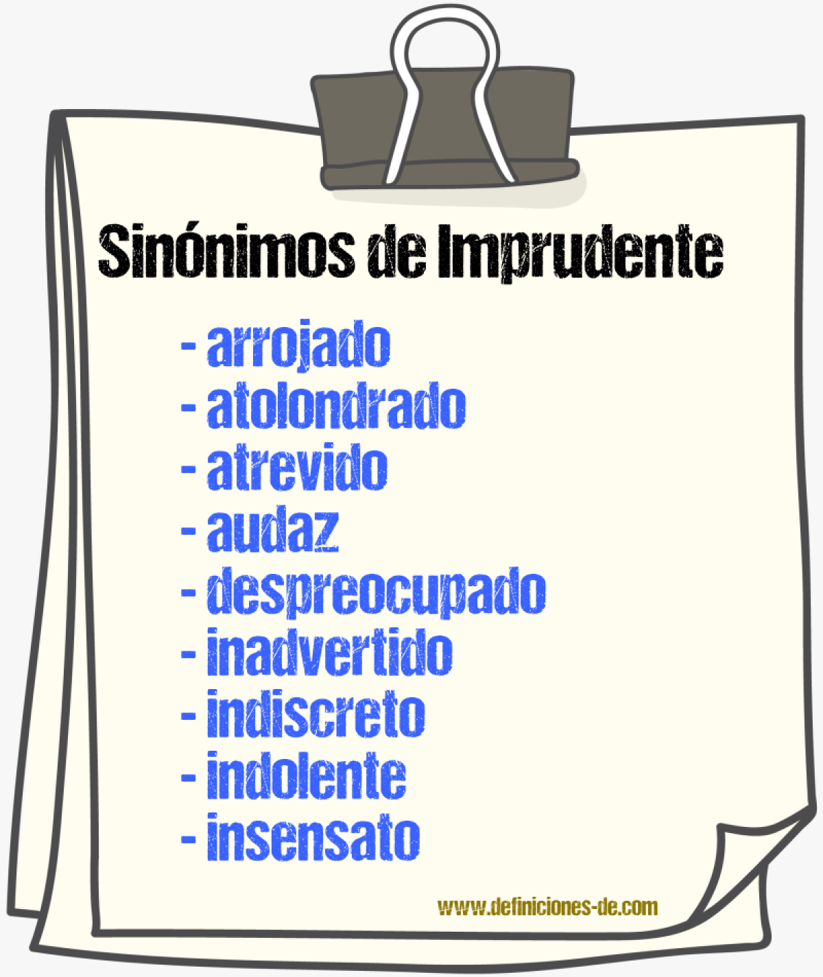 Sinnimos de imprudente