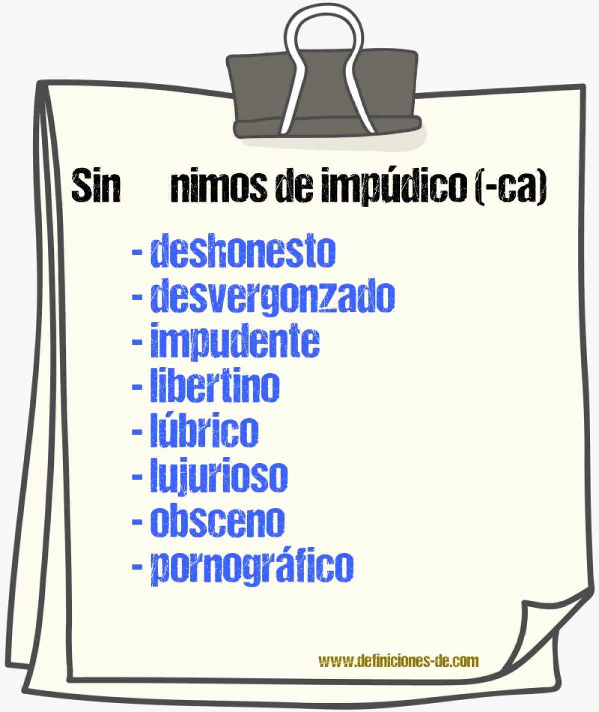 Sinnimos de impdico