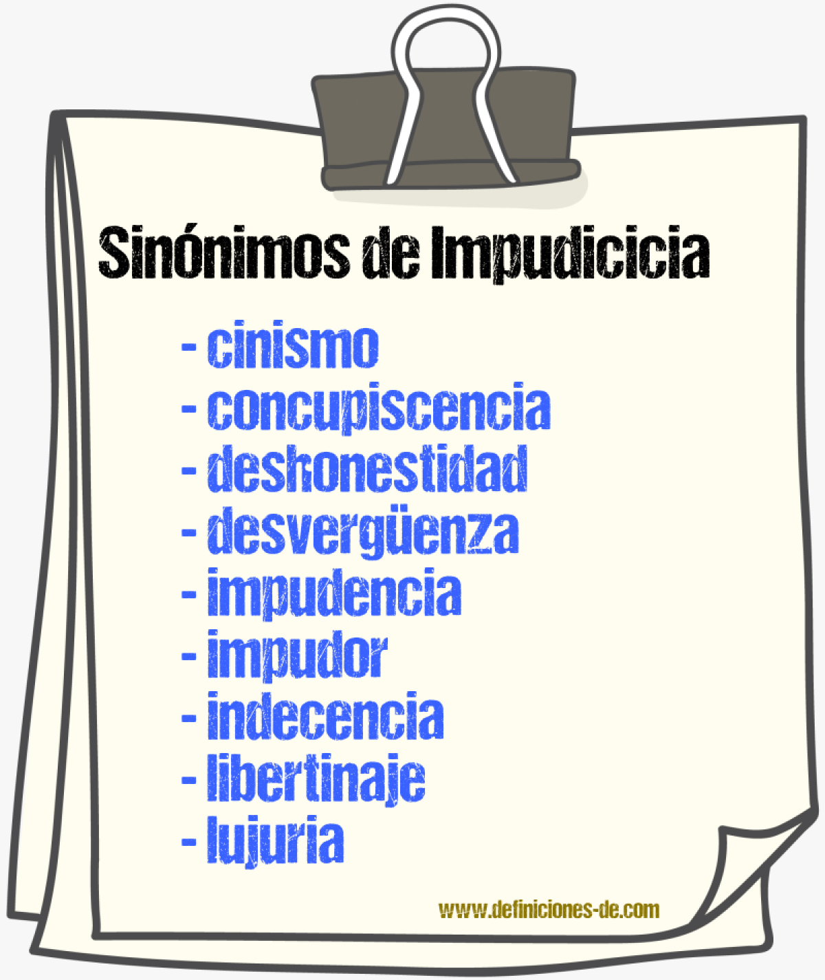 Sinnimos de impudicicia