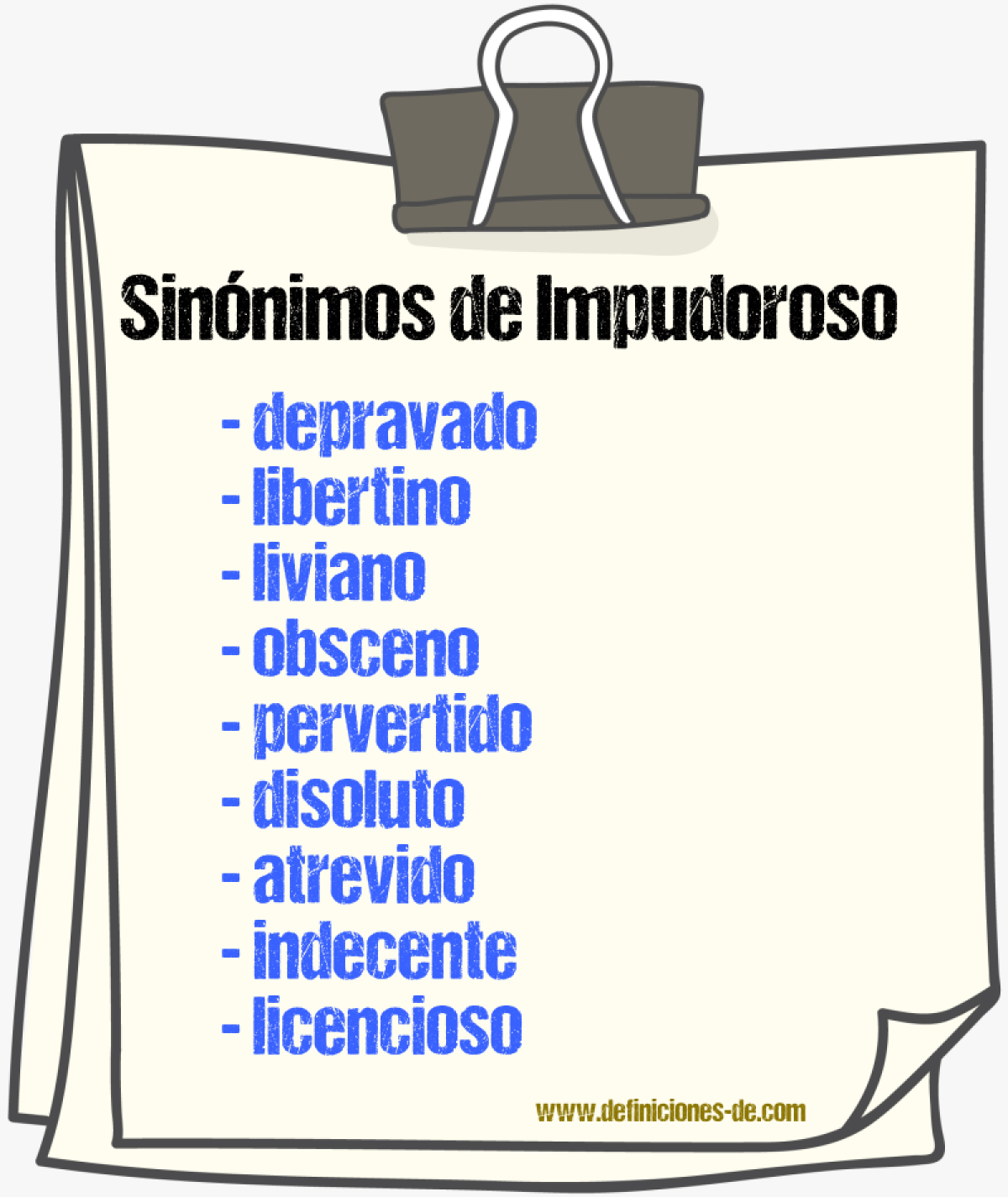 Sinnimos de impudoroso