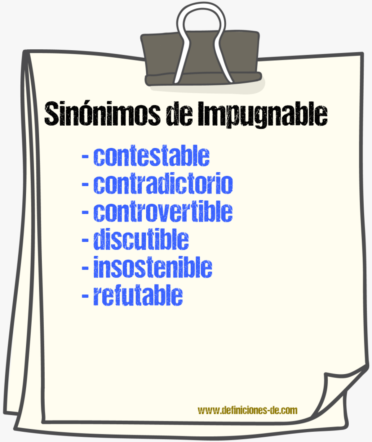 Sinnimos de impugnable