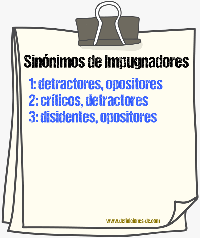 Sinónimos de impugnadores