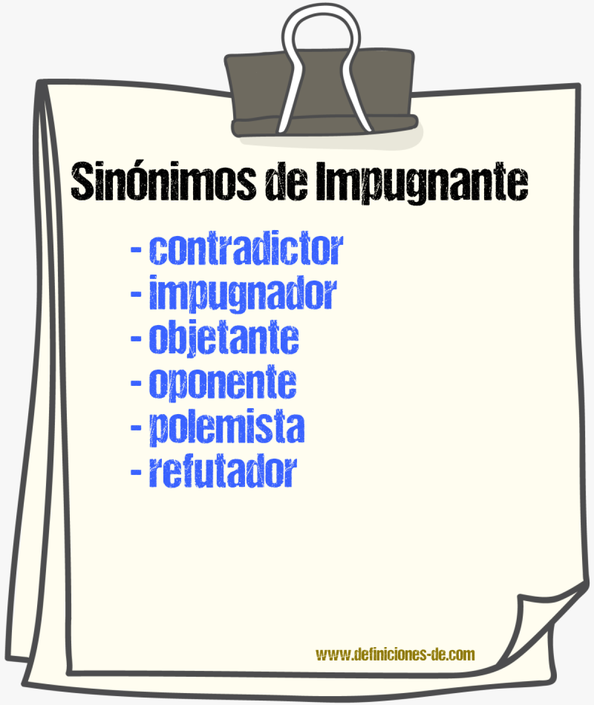 Sinnimos de impugnante