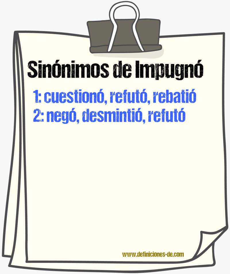 Sinónimos de impugnó