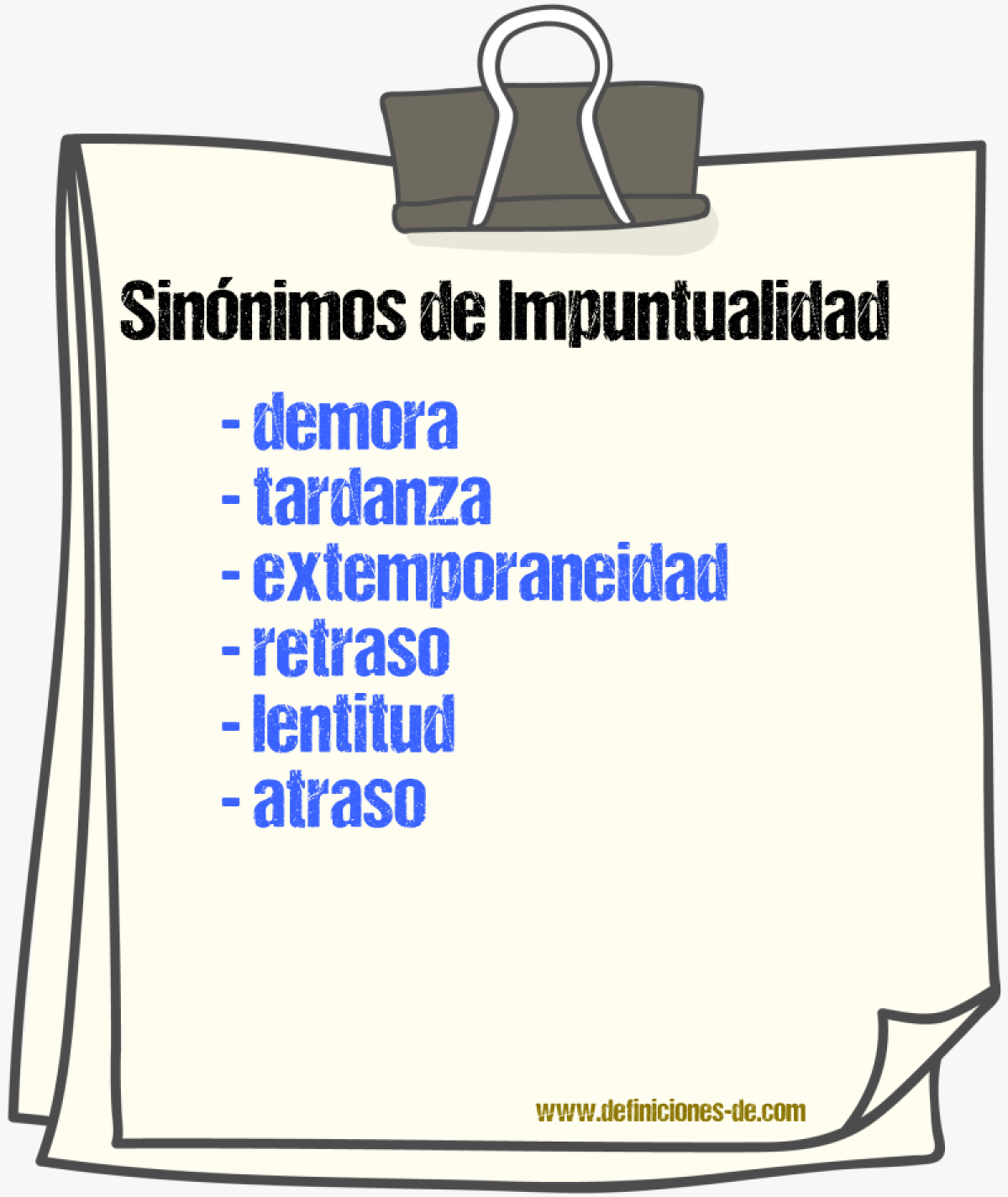 Sinnimos de impuntualidad