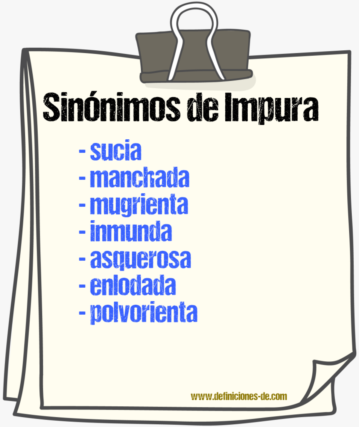 Sinónimos de impura