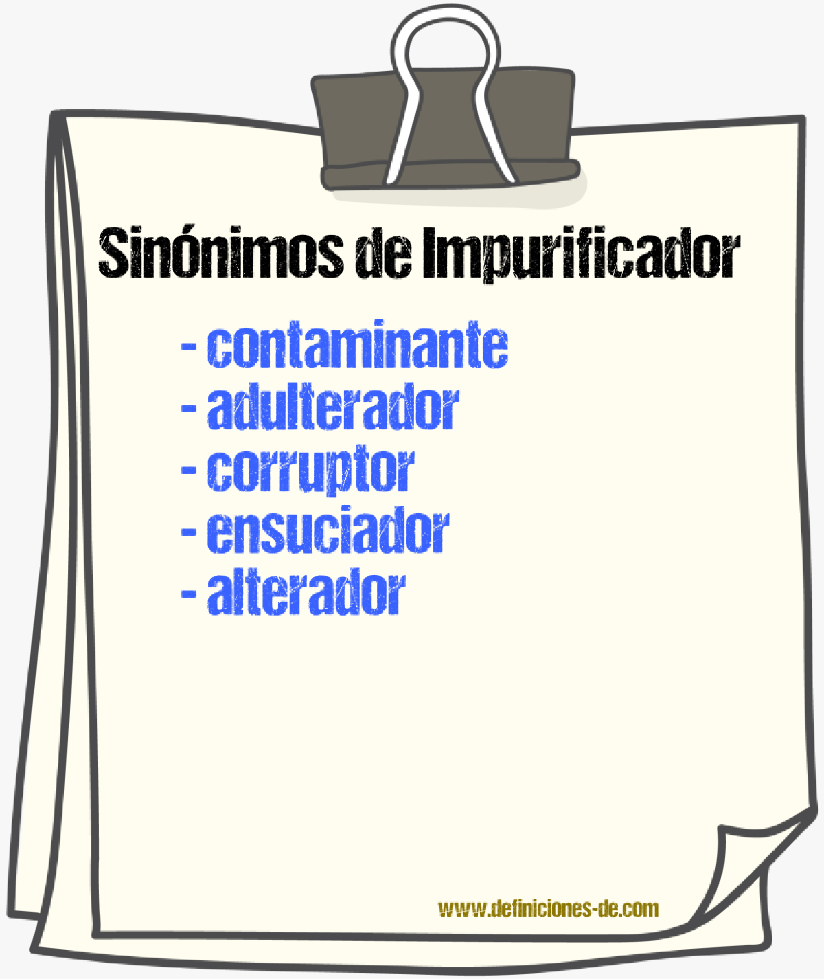 Sinónimos de impurificador