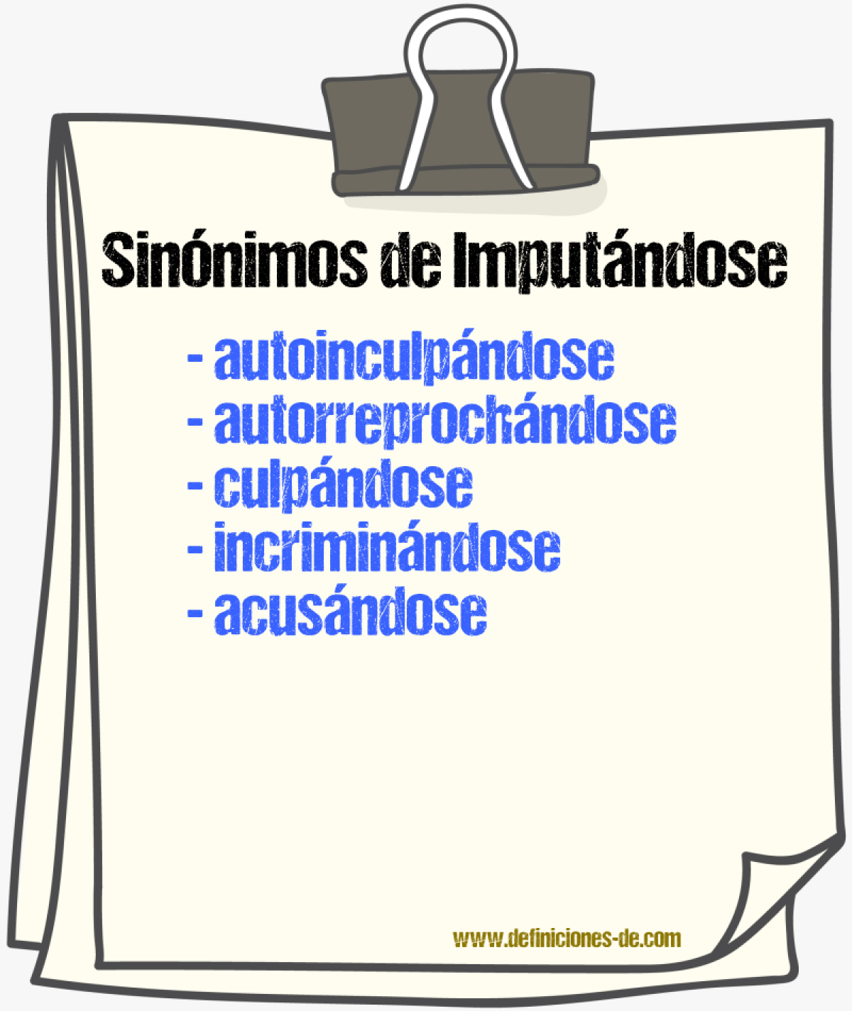 Sinónimos de imputándose