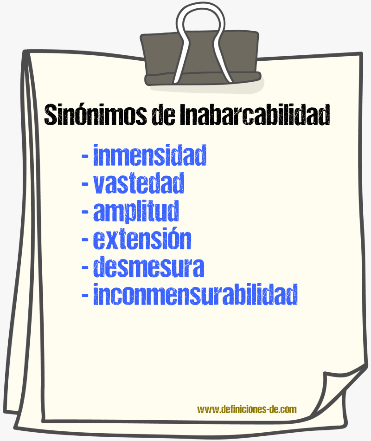 Sinónimos de inabarcabilidad