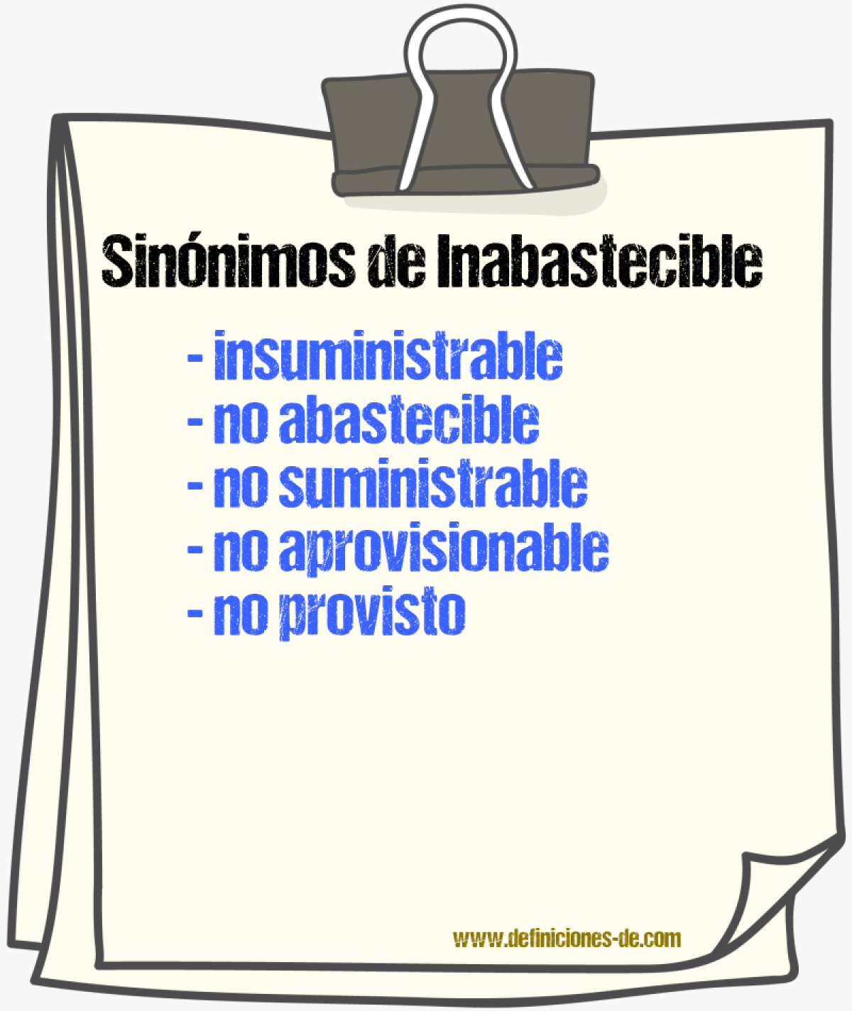 Sinónimos de inabastecible