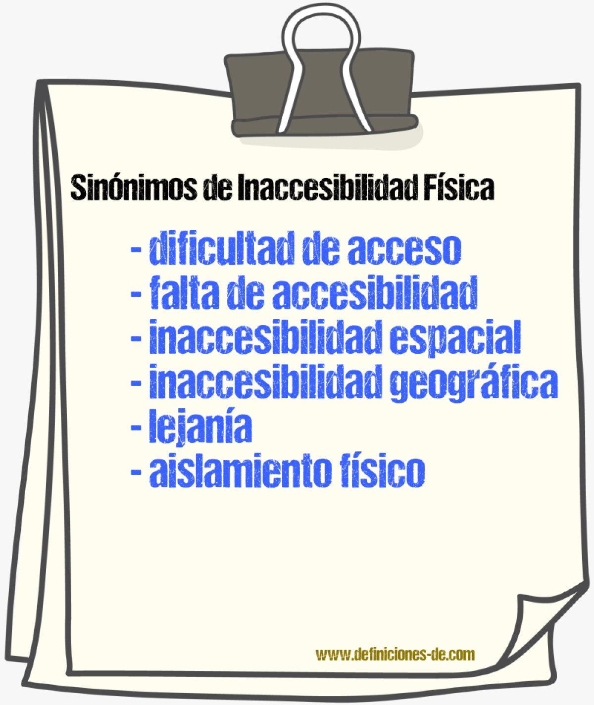 Sinónimos de inaccesibilidad física
