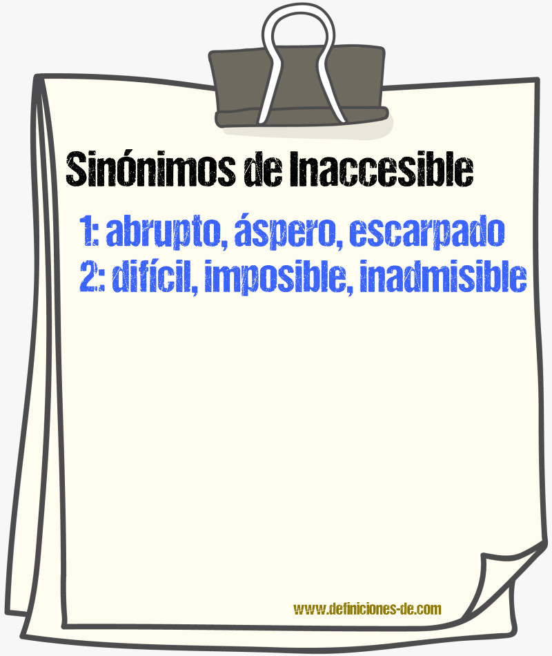 Sinónimos de inaccesible