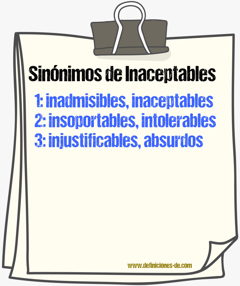 Sinónimos de inaceptables
